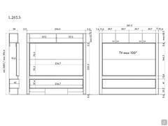 Lounge storage wall - Specific dimensions mod. with 4 upper doors: cm 261,5