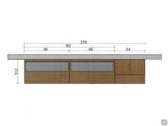 Wall Equipment FreeHand 13: Diagram of the widths and depths of the 256 cm model, with top view