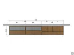 Wall Equipment FreeHand 13: Diagram of the widths and depths of the 320 cm model, with top view