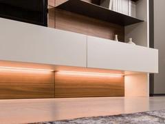 LED underbase, a useful option to illuminate the underlying paneling and lighten the aestetic impact of the wall