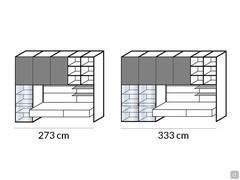 The two widths available for the Way 28 wall system: 273 or 333 cm