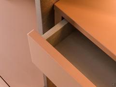 Inner cabinet drawer with linen textured finish interior