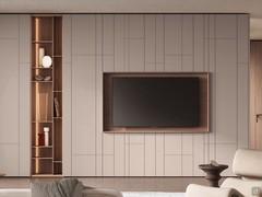 Lounge wall created by combining a Lounge TV and a Lounge Patchwork bookcase