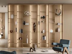 Composition of Lounge Patchwork bookcases to create a fully open wall system