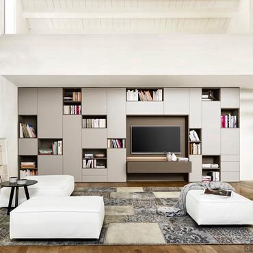 Way 04 wall unit with TV and bookcase