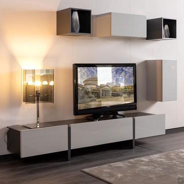 Bespoke lacquered wall system TV cabinet Plan 32