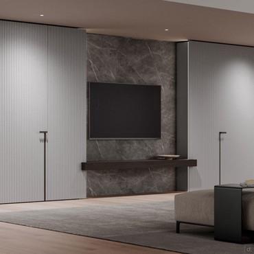 TV panelling with integrated lighting Lounge