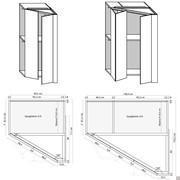 Dimensions spécifiques de l'armoire avec placard d'angle pour les compositions à charnières du joueur dans le type d'extrémité