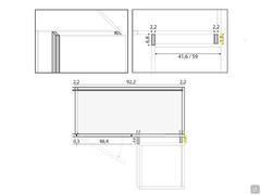 Détail du support d'espacement de 5,8 cm, indispensable pour assurer l'ouverture correcte de la porte battante du premier module après l'angle