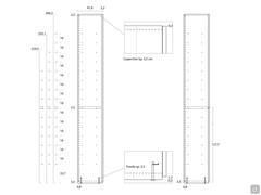 Schéma de perçage à l'intérieur du module terminal fermé de P.43,8 cm