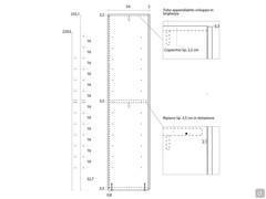 Schéma des trous intérieurs sur la structure de 59 cm de profondeur de l'armoire vitrée Arctic Wide