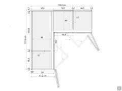 Diagramme montrant toutes les dimensions d'un élément d'angle Driver Wide dans la plus petite des deux largeurs disponibles