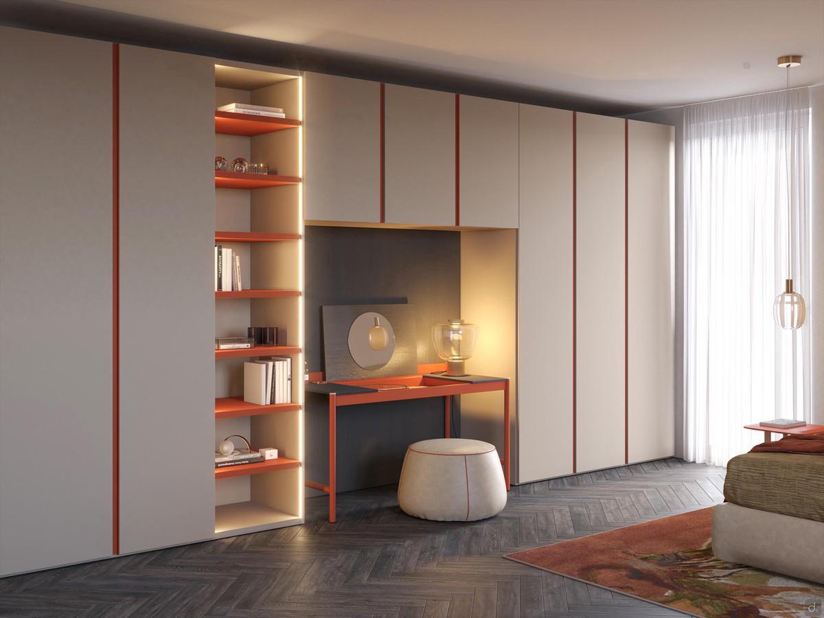 Armoire pont large avec une profondeur de 61,2 cm, également une solution idéale pour la chambre à coucher principale pour créer un coin coiffeuse.