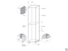 Meuble armoire TV à escamotable Ciak - Schémas et Dimensions module à porte battante