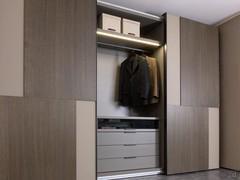 Armoire coulissante Cubik avec tiroirs intérieurs et barre LED