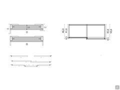 Armoire coulissante Midley avec poignée pleine hauteur - Dimensions spécifiques et détail du profil pleine hauteur (la lettre 'A' se réfère aux portes intérieures, la lettre 'B' aux portes extérieures des armoires à 3/4 portes)