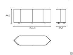 Buffet bas de 200 cm design Resilient - Schéma et Dimension