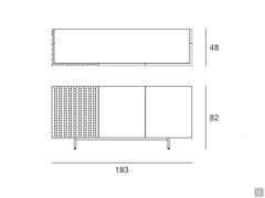 Astor - Dimensions du buffet bas en bois de noyer 3 portes