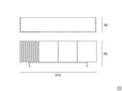 Astor - Dimensions du buffet bas en bois de noyer 4 portes