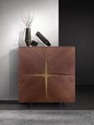 Buffet haut en noyer design Stella, dans la version bicolore en bois peint en bronze