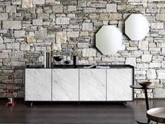 Élégant buffet Columbus Ceramic dans le modèle 4 portes avec façades en céramique gris Statuesque