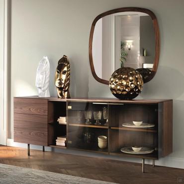 Enfilade en noyer design avec portes en verre Galaxy