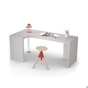 Bureau d'angle sur mesure Almond - dimensions 180 x 90 cm (D38) finition laqué mat perle