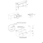 Bureau pour centre de pièce à tiroirs Kansas - Modèle et Dimensions