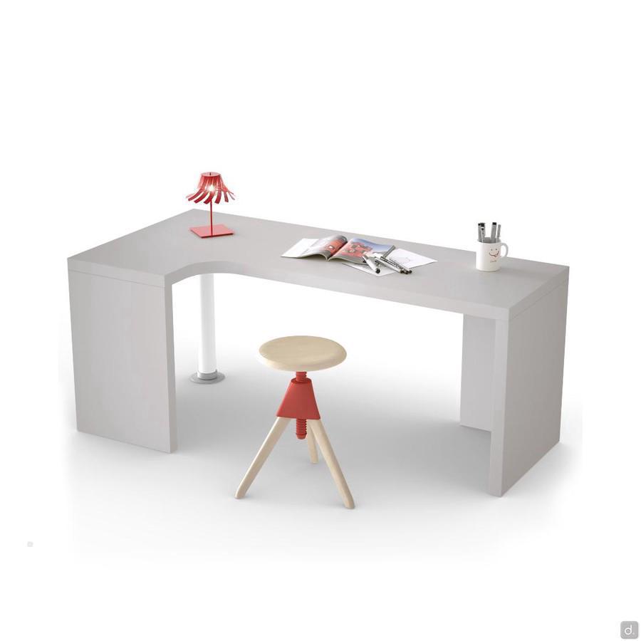 Bureau d'angle sur mesure Almond - dimensions 180 x 90 cm (D38) finition laqué mat perle