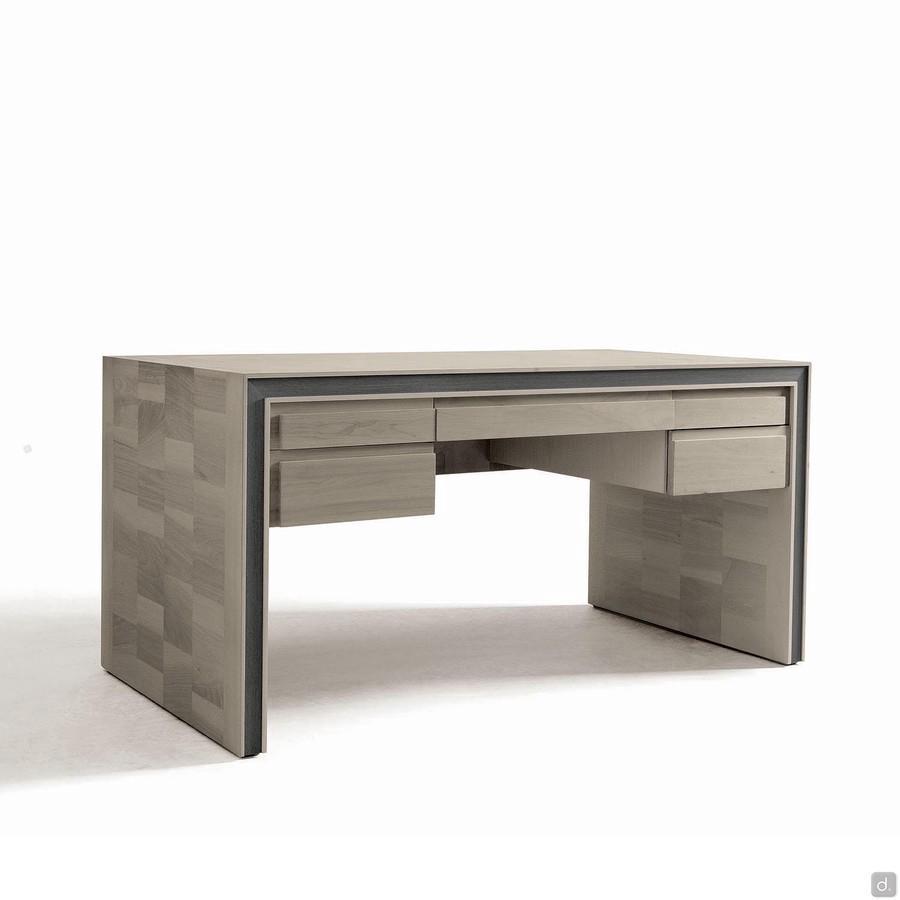 Bureau avec tiroirs en bois gris Toki