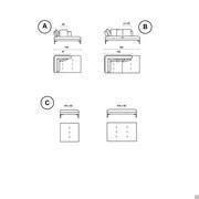 Modèles et dimensions: A) îlot B) méridienne C) pouf