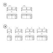 Modèles et dimensions: A) éléments terminaux d'angle B) éléments pour canapé d'angle