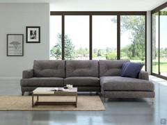 Divano con maxi chaise longue Harvey in tessuto blu