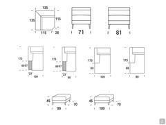 Canapé Check - dimensions de chaque élément pris un par un