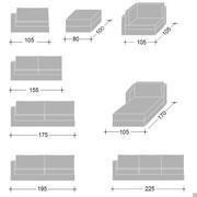 Canapé en tissu avec jupe Kansas - dimensions disponibles