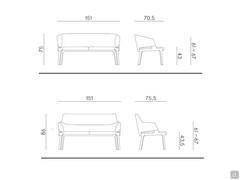 Canapé Velis - dimensions du canapé standard et du canapé à dossier haut