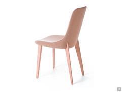 June Chaise de salle à manger en tissu rose avec pieds laqués assortis