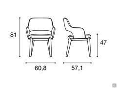 Chaise rembourrée avec pieds en chêne Turner - Schéma et Dimensions