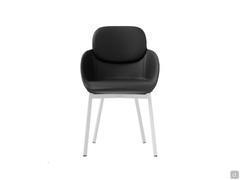 Lollipop Lounge Fauteuil en cuir noir avec structure en métal peint en blanc