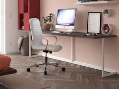 Chaise home-office mono coque Mark avec accoudoirs fixe en aluminium