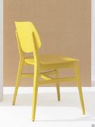 Chloe - Chaise jaune avec pieds en frêne laqué mat de couleur assortie