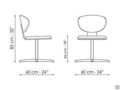 Chaise Olos de Bonaldo - Schémas et dimensions du modèle avec pied étoile en métal