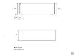 Détail des modules individuels posés au sol ou suspendus - schéma et dimensions