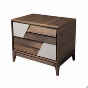 Ayame - Table de chevet en noyer avec façades en bois massif et inserts en laqué mat