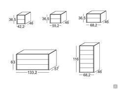 Schemi e dimensioni della collezione notte Row