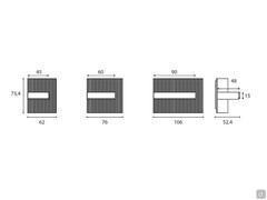 Dimensions des panneaux de la table de chevet Remmus et éléments de rangement