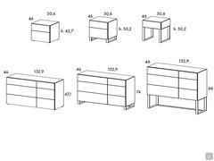 Schémas et dimensions - table de chevet et commode