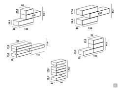 Rangements modulaires Mason avec rainure - Exemples de composition pouvant être recréés avec les éléments du catalogue