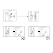 Plan de la base de la porte à charnières - fixations pour le montage mural