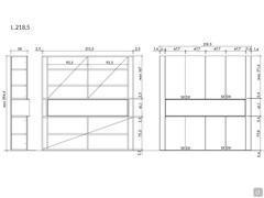 Lounge Compartiment ouvert - Dimensions spécifiques mod. avec 4 portes : 218,5 cm